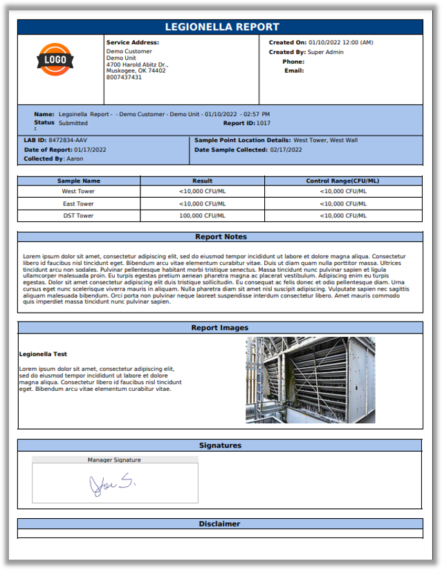 Legionella Report